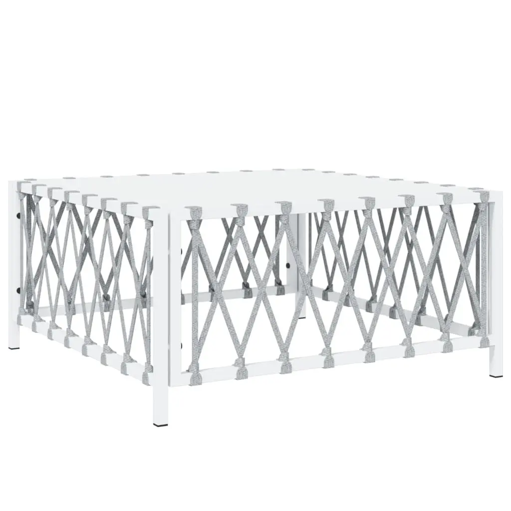 Garden Lounge Set Steel Frame Modular Sofa 7 Piece White