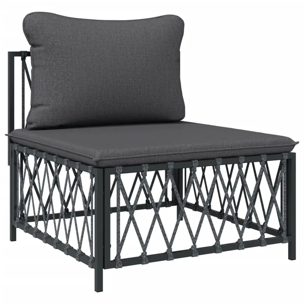 7 Piece Garden Lounge Set Powder-coated Steel Frame Anthracite Woven Fabric Cushions