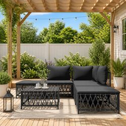 Sturdy Modular 6 Piece Garden Lounge Set in Anthracite