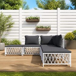 Durable 5-Piece White Outdoor Lounge Set with Cushions