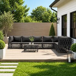 Sturdy 8-Piece Modular Garden Lounge Set with Cushions