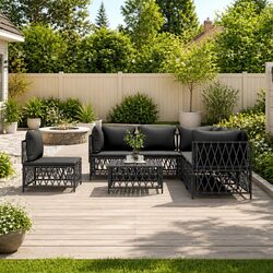 6-Piece Anthracite Modular Outdoor Lounge Set