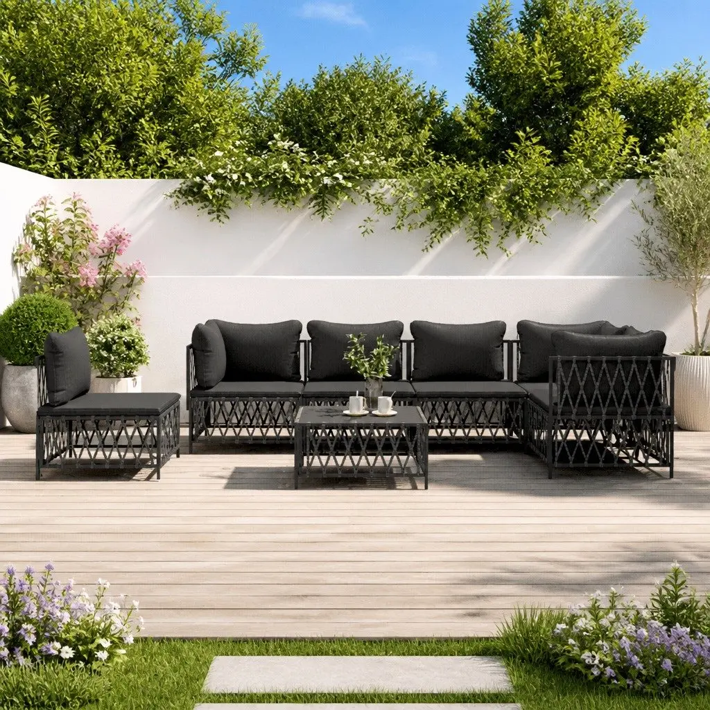 7 Piece Anthracite Modular Garden Lounge Set with Cushions