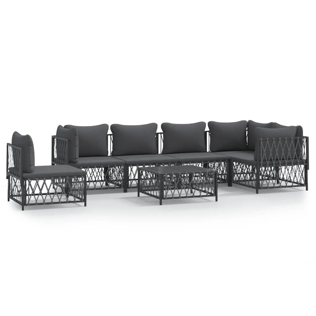 7 Piece Anthracite Modular Garden Lounge Set with Cushions