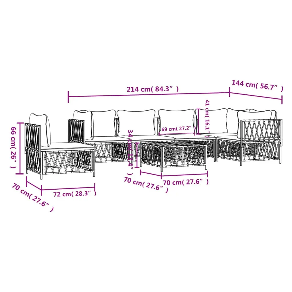 7 Piece Anthracite Modular Garden Lounge Set with Cushions