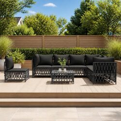 Anthracite Modular Outdoor Sofa Set with Cushions