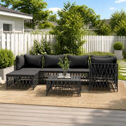 Garden Lounge Set 7 Piece Outdoor Furniture Modular Sofa Anthracite with
