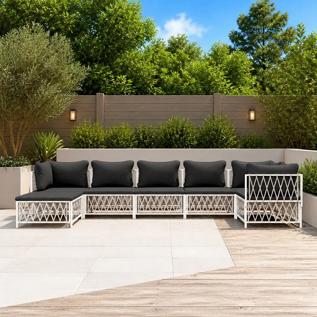 7 Piece Garden Lounge Set with Steel Frame