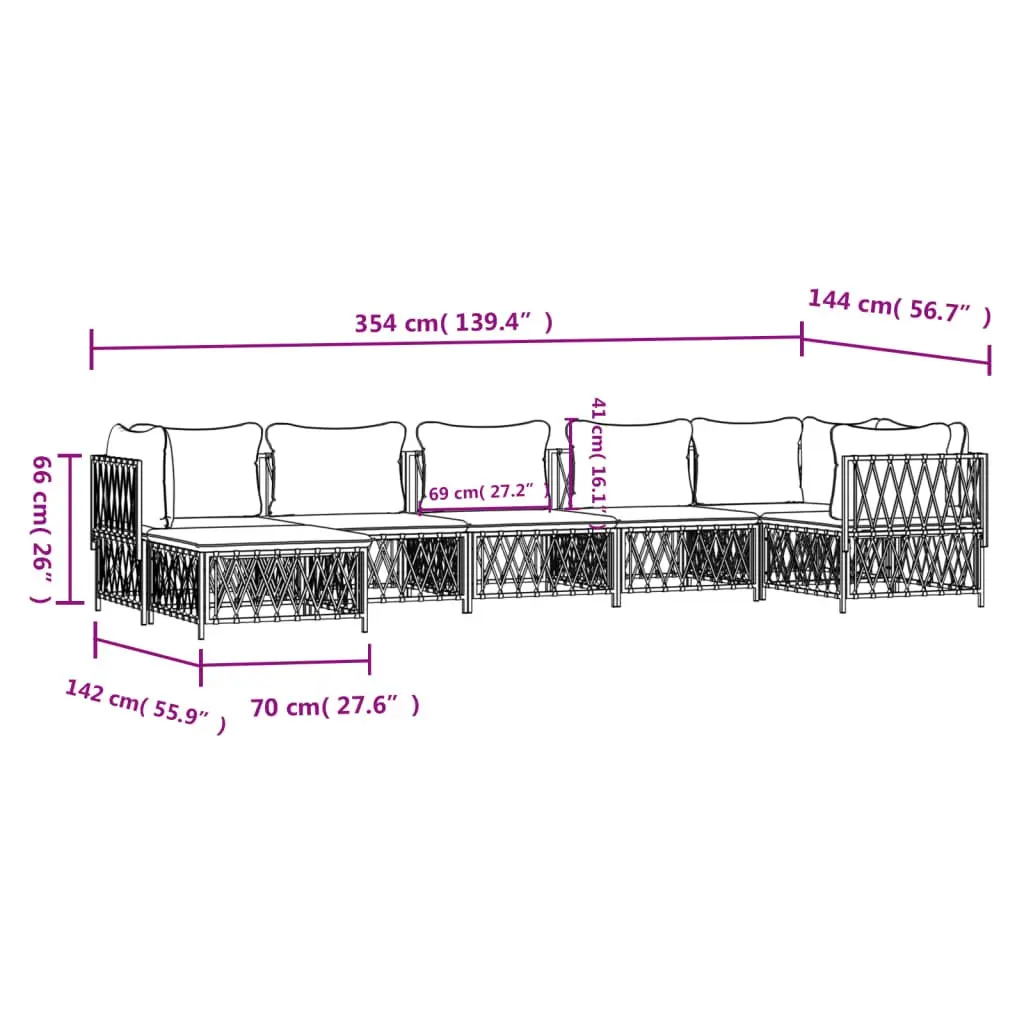 7 Piece Garden Lounge Set with Steel Frame