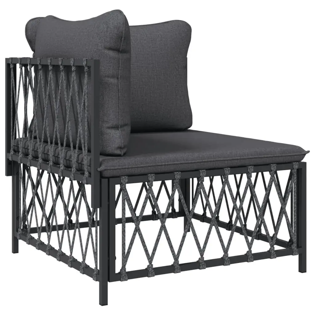 7 Piece Garden Lounge Set Steel Frame Anthracite Woven Fabric Cushions