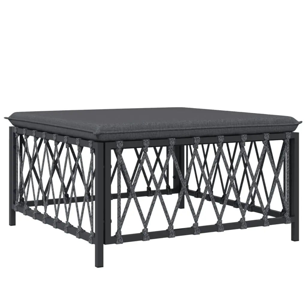 7 Piece Garden Lounge Set Steel Frame Anthracite Woven Fabric Cushions