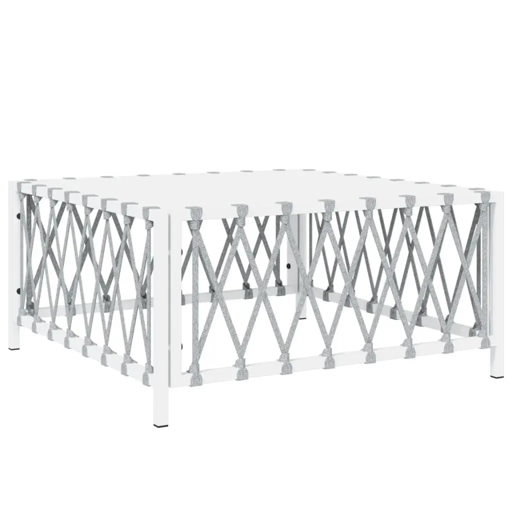 Garden Lounge Set Woven Fabric 8 Piece White Outdoor Furniture Steel Frame