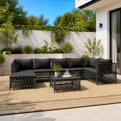 8-Piece Modular Garden Lounge Set with Steel Frame