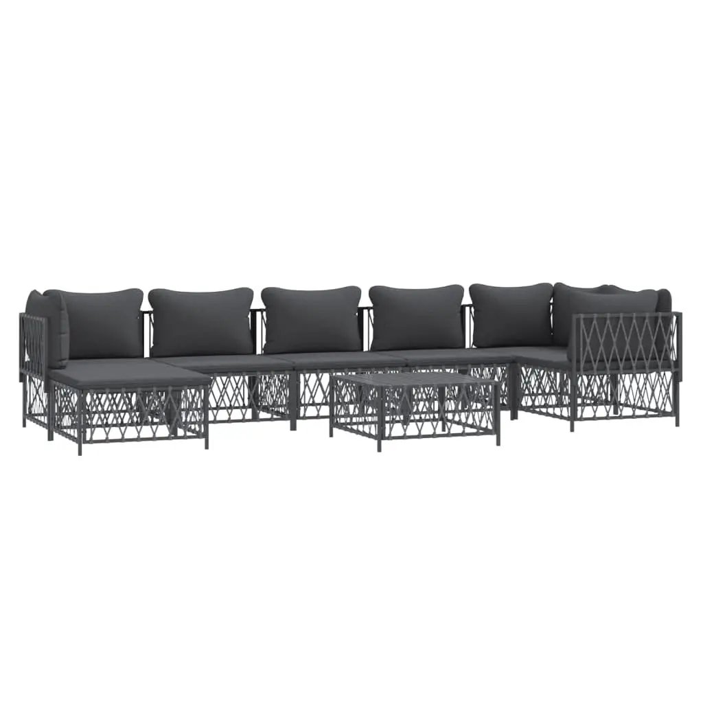 Garden Lounge Set Steel Frame 8 Piece Modular Sofa Anthracite
