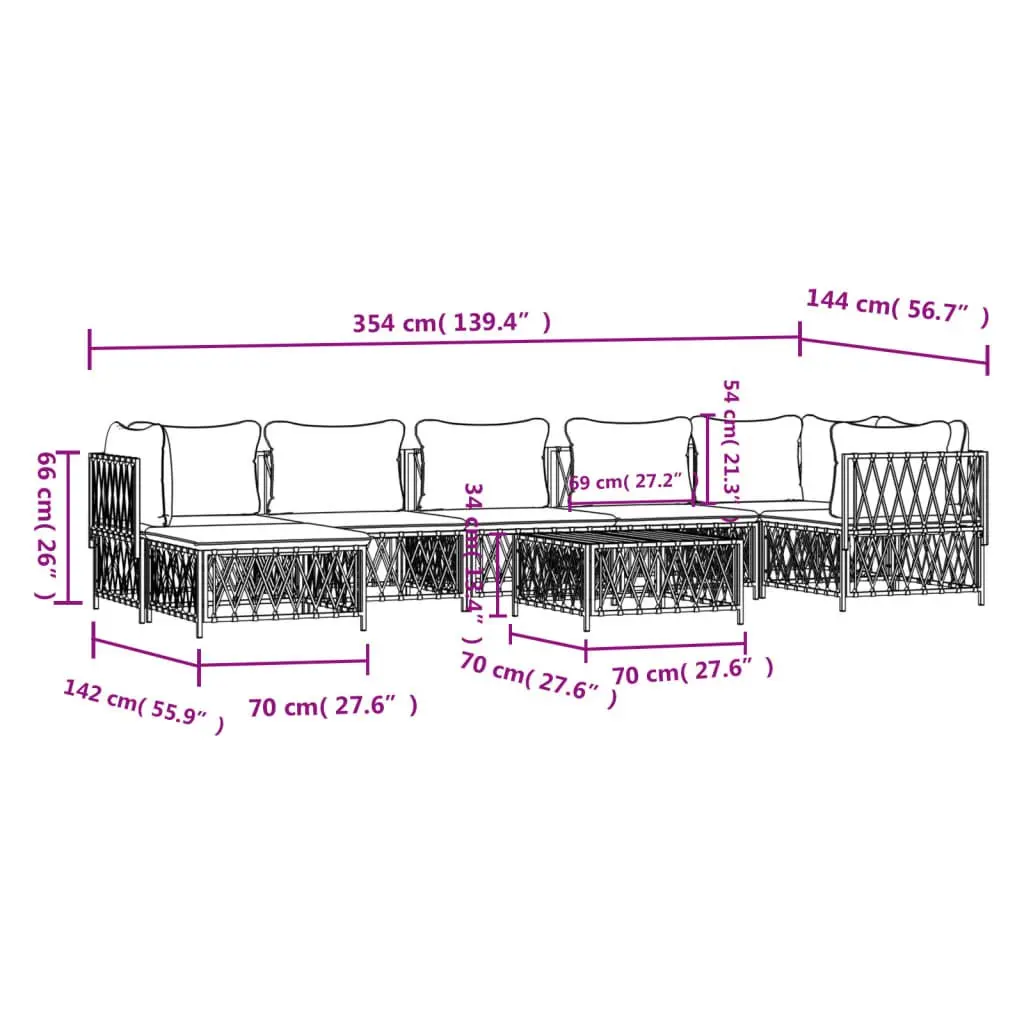 Garden Lounge Set Steel Frame 8 Piece Modular Sofa Anthracite