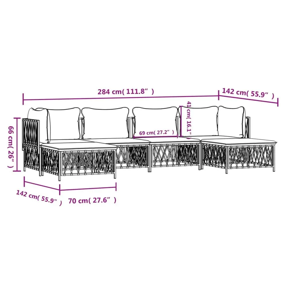6-Piece Outdoor Garden Lounge Set with Cushions
