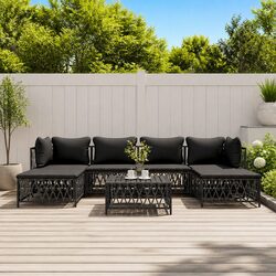 7 Piece Modular Garden Lounge Set with Cushions in Anthracite