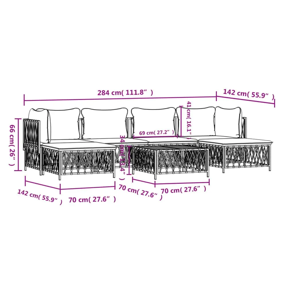 7 Piece Modular Garden Lounge Set with Cushions in Anthracite