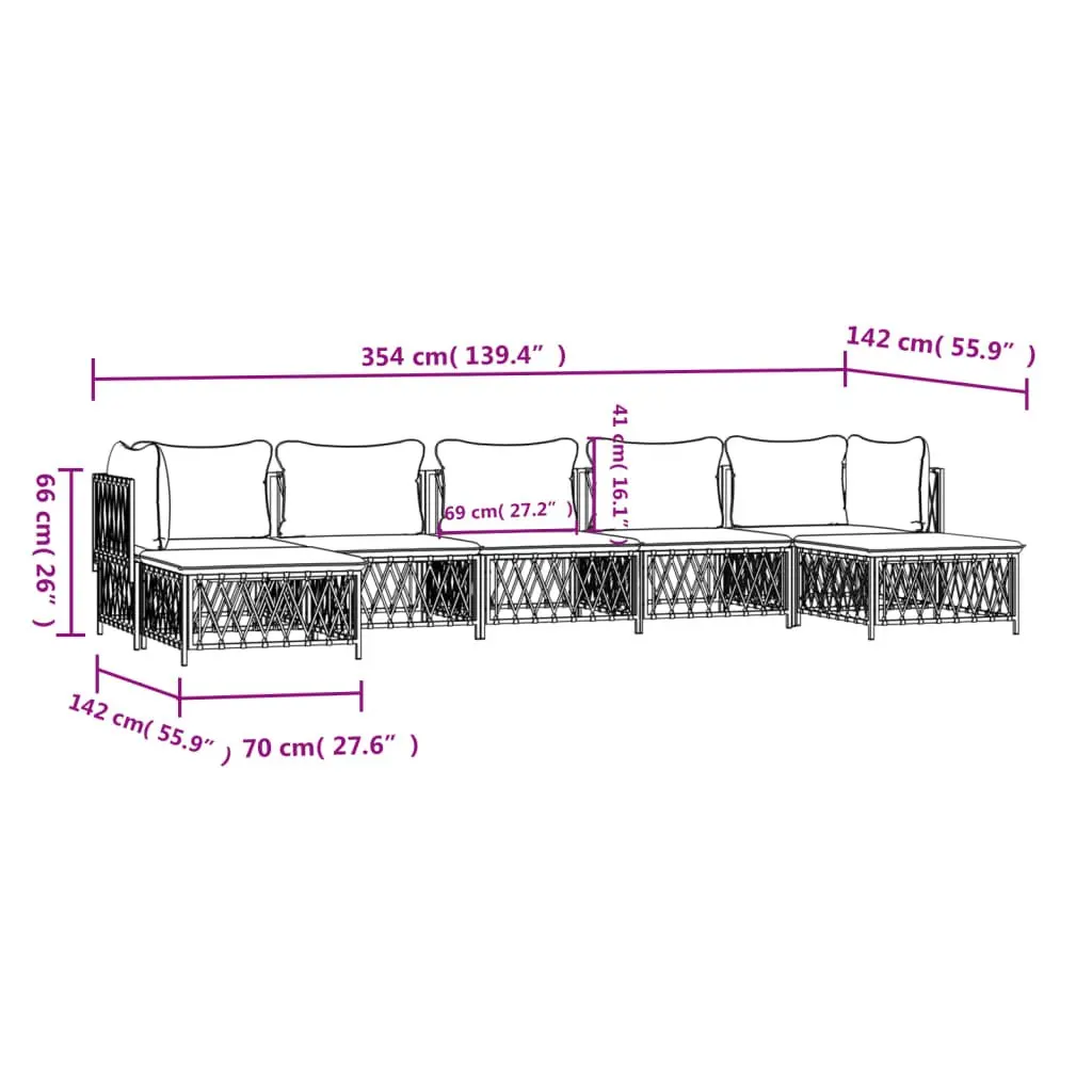 Garden Lounge Set Modular Woven Fabric Anthracite Powder-coated Steel Frame 7 Piece