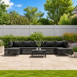 8-Piece Modular Garden Lounge Set with Cushions - Anthracite
