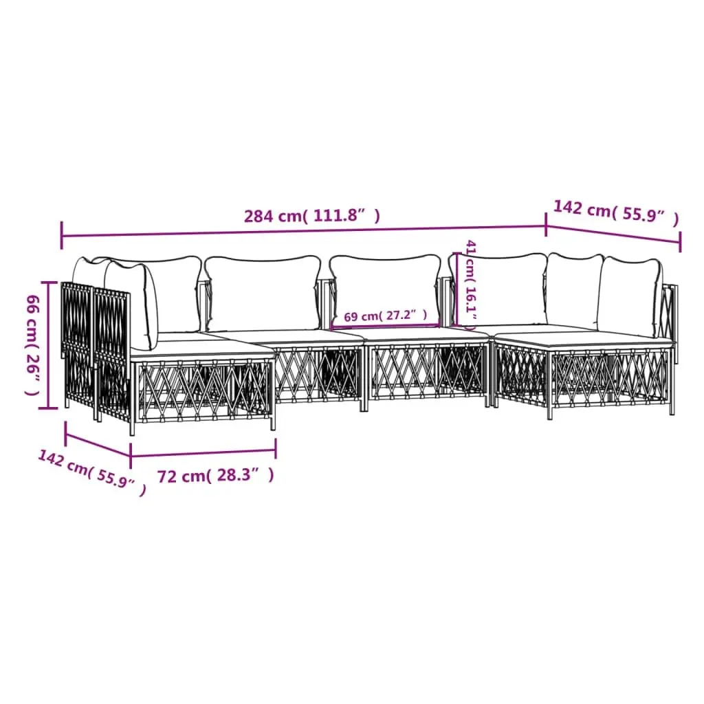 6-Piece Anthracite Modular Garden Lounge Set