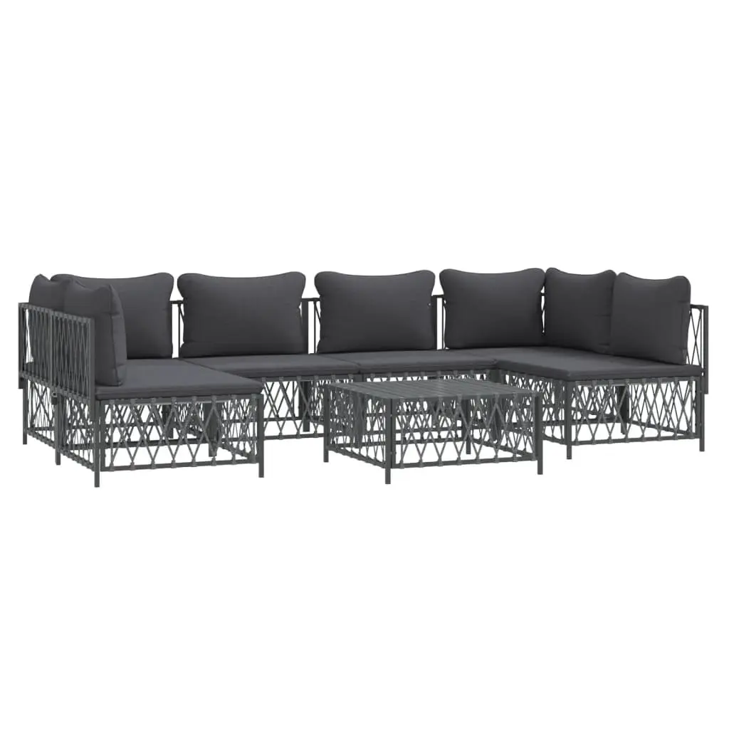 Garden Lounge Set Powder-coated Steel 7 Piece Modular Sofa Anthracite