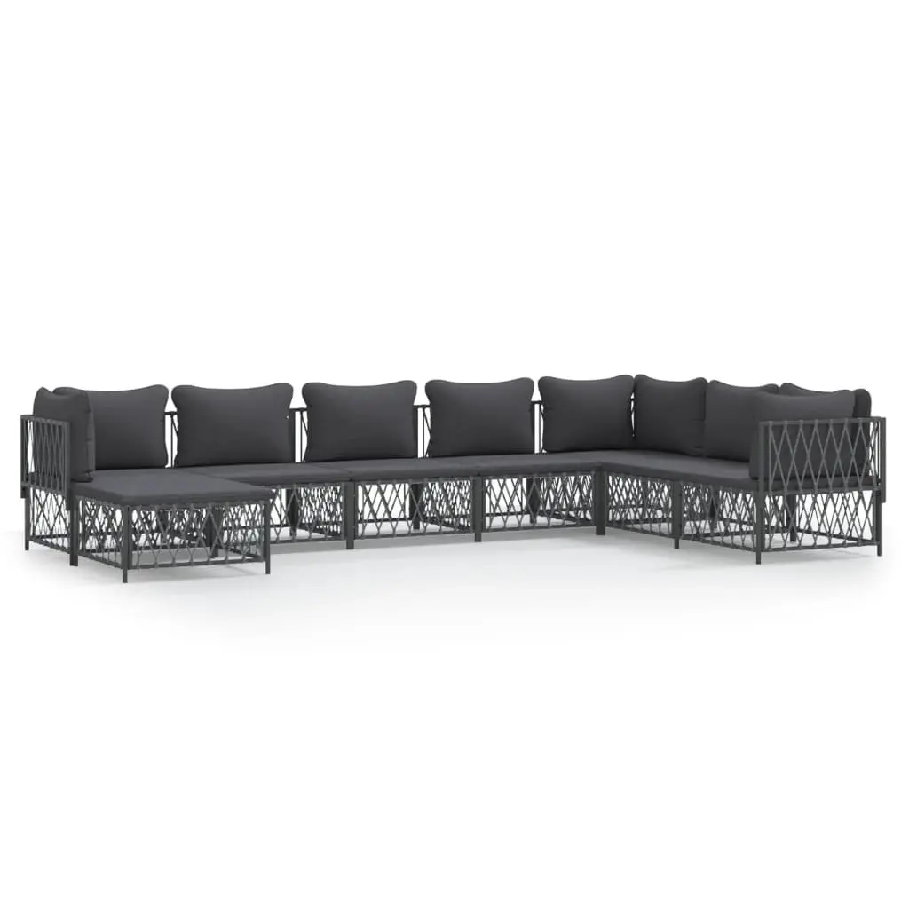 Modular Outdoor Lounge Set Powder-coated Steel 8 Piece Anthracite Woven Fabric