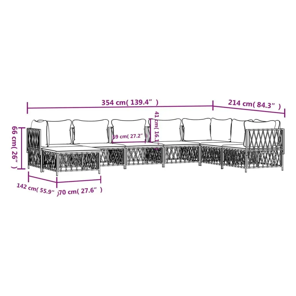 Modular Outdoor Lounge Set Powder-coated Steel 8 Piece Anthracite Woven Fabric