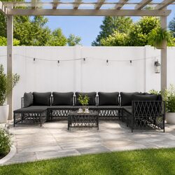 Durable 9 Piece Modular Garden Lounge Set in Anthracite