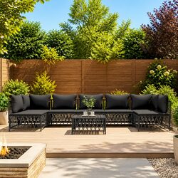 8-Piece Modular Outdoor Lounge Set with Anthracite Frame