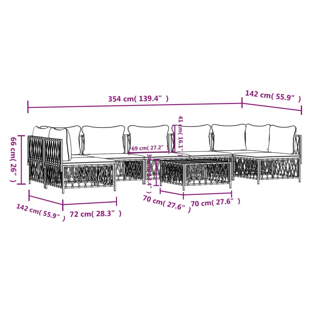8-Piece Modular Outdoor Lounge Set with Anthracite Frame
