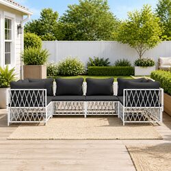 Durable 6 Piece Garden Lounge Set with White Cushions