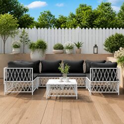 7-Piece Modular Garden Lounge Set with Durable Steel Frame