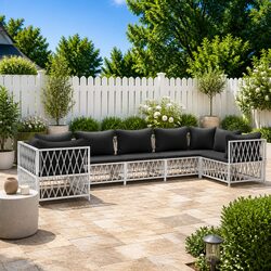 Durable 7 Piece Modular Garden Lounge Set in White