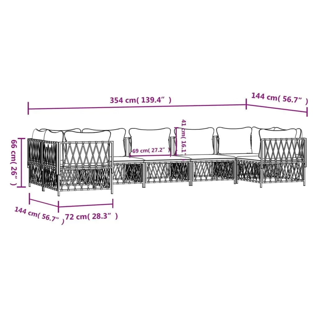 7-Piece Modular Garden Lounge Set with Cushions