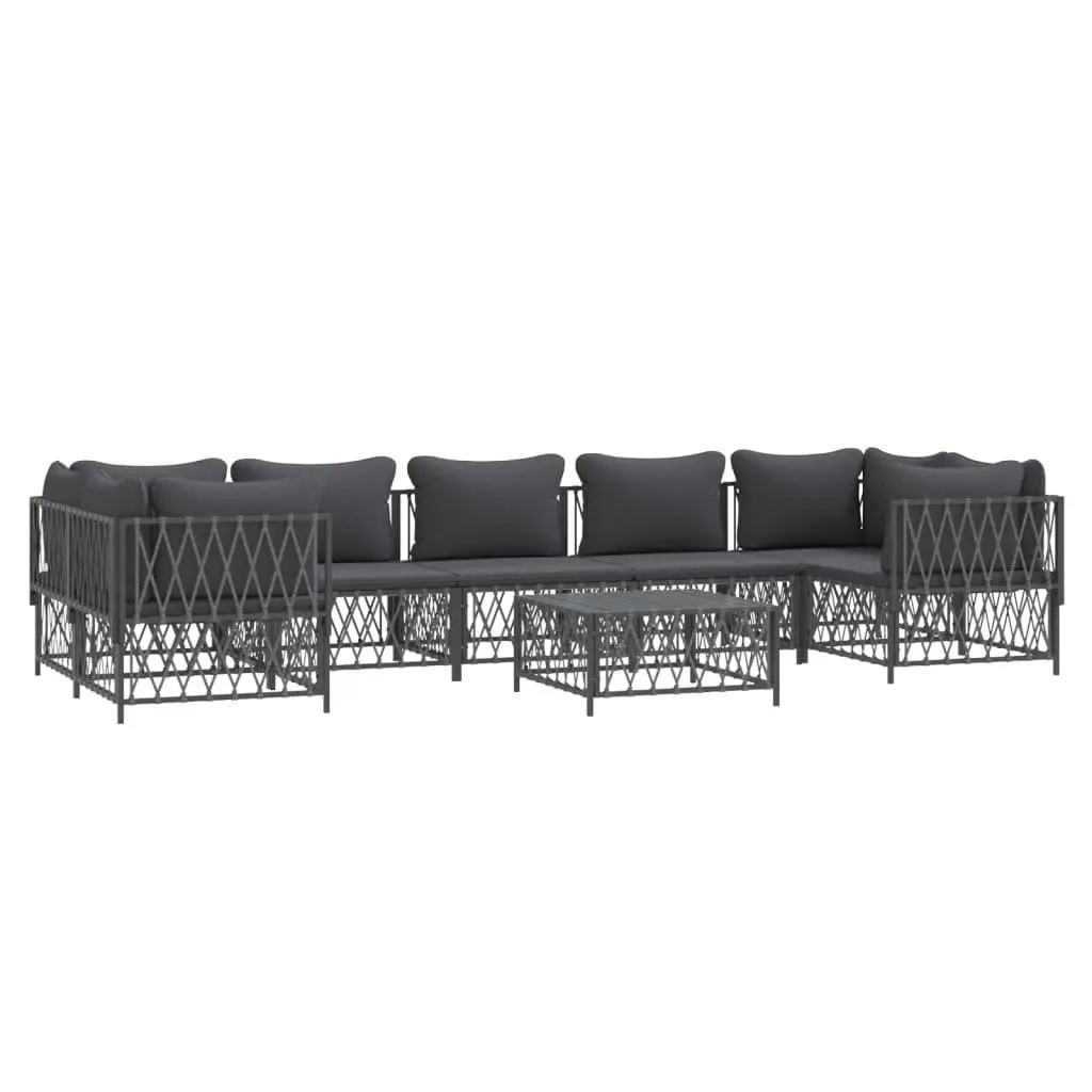 Garden Lounge Set Powder-coated Steel Frame 8 Piece Modular Outdoor Furniture Anthracite