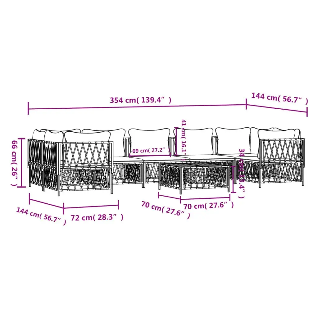 Garden Lounge Set Powder-coated Steel Frame 8 Piece Modular Outdoor Furniture Anthracite
