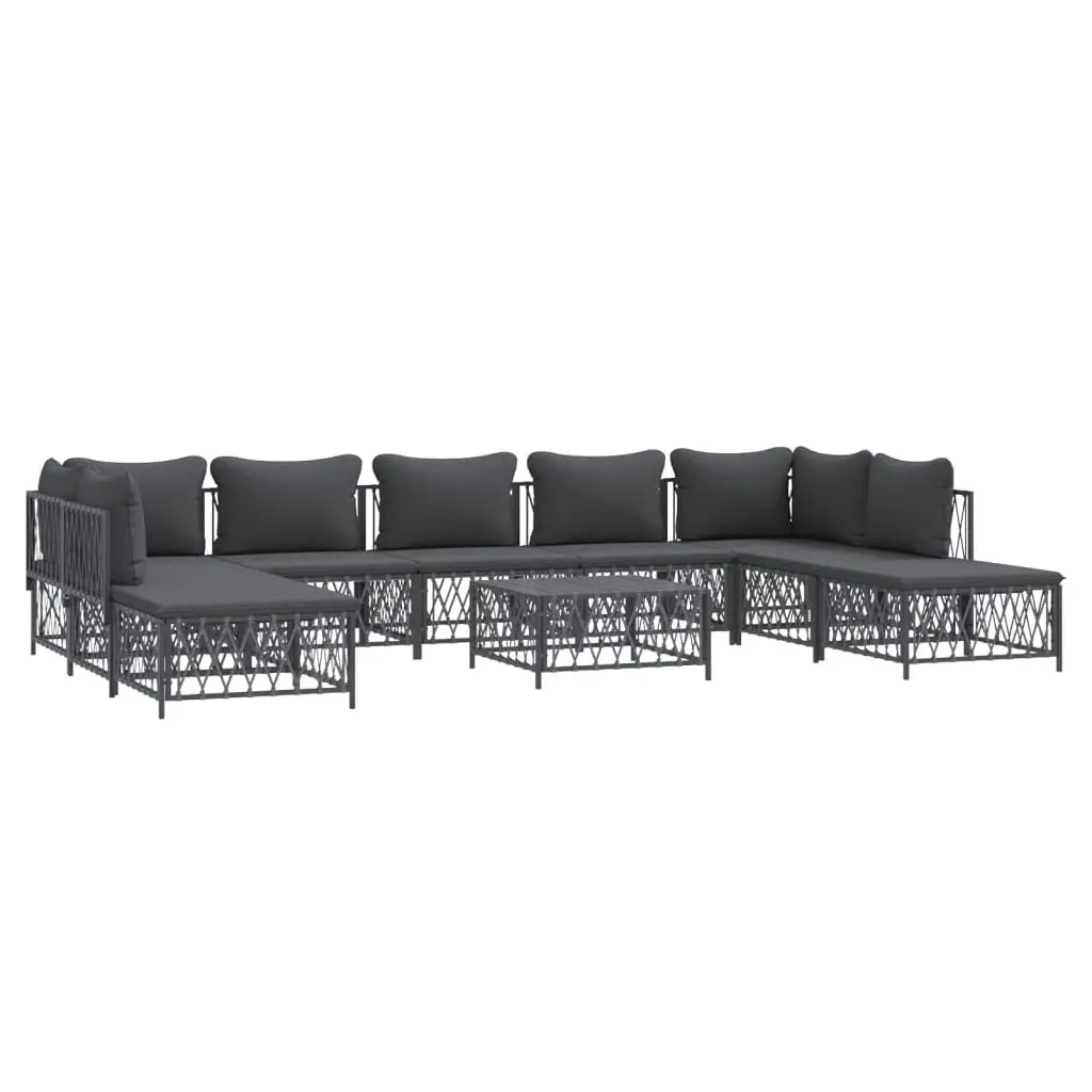 Garden Lounge Set Powder-coated Steel 10 Piece Modular Sofa Anthracite