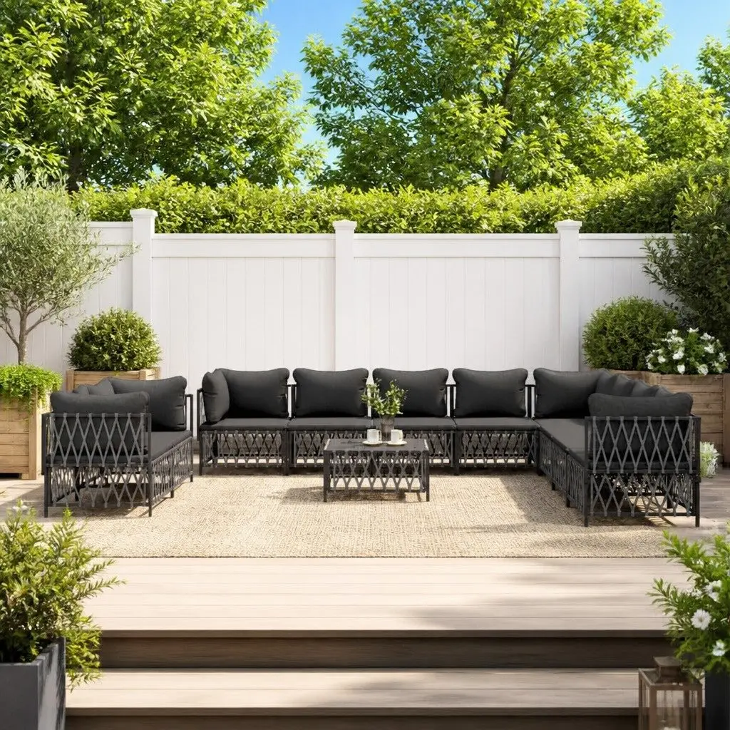 Garden Lounge Set 11 Piece Outdoor Furniture Modular Sofa Anthracite Cushions