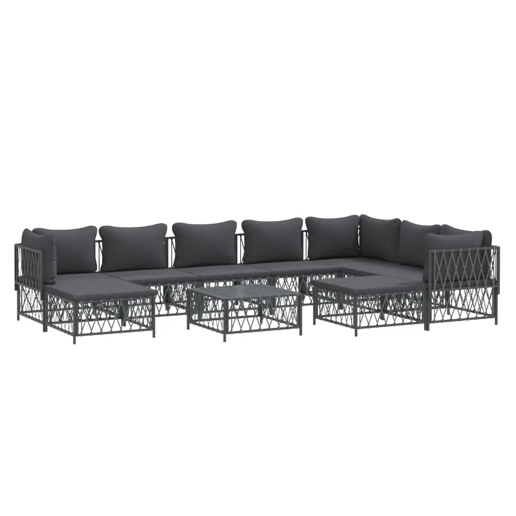 Garden Lounge Set Powder-coated Steel 10 Piece Modular Sofa Anthracite