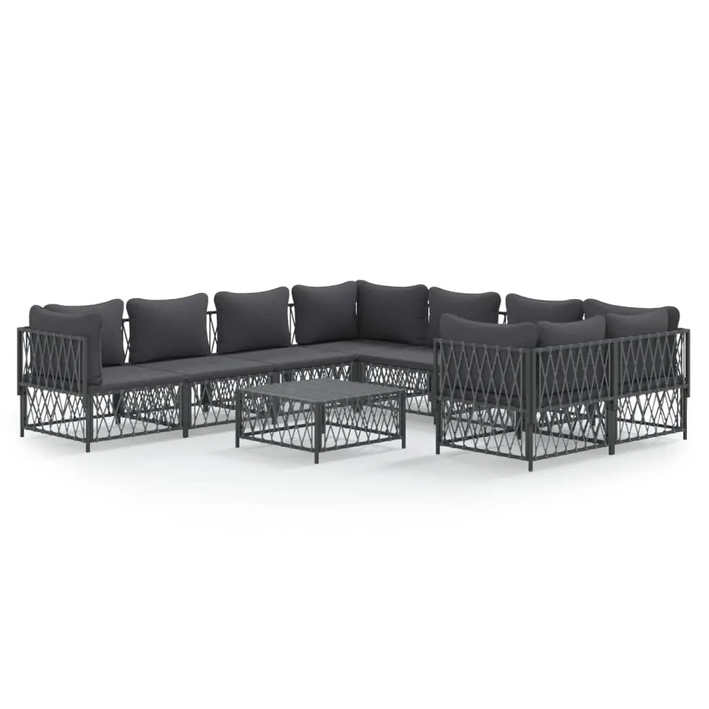 9-Piece Anthracite Garden Lounge Set with Steel Frame