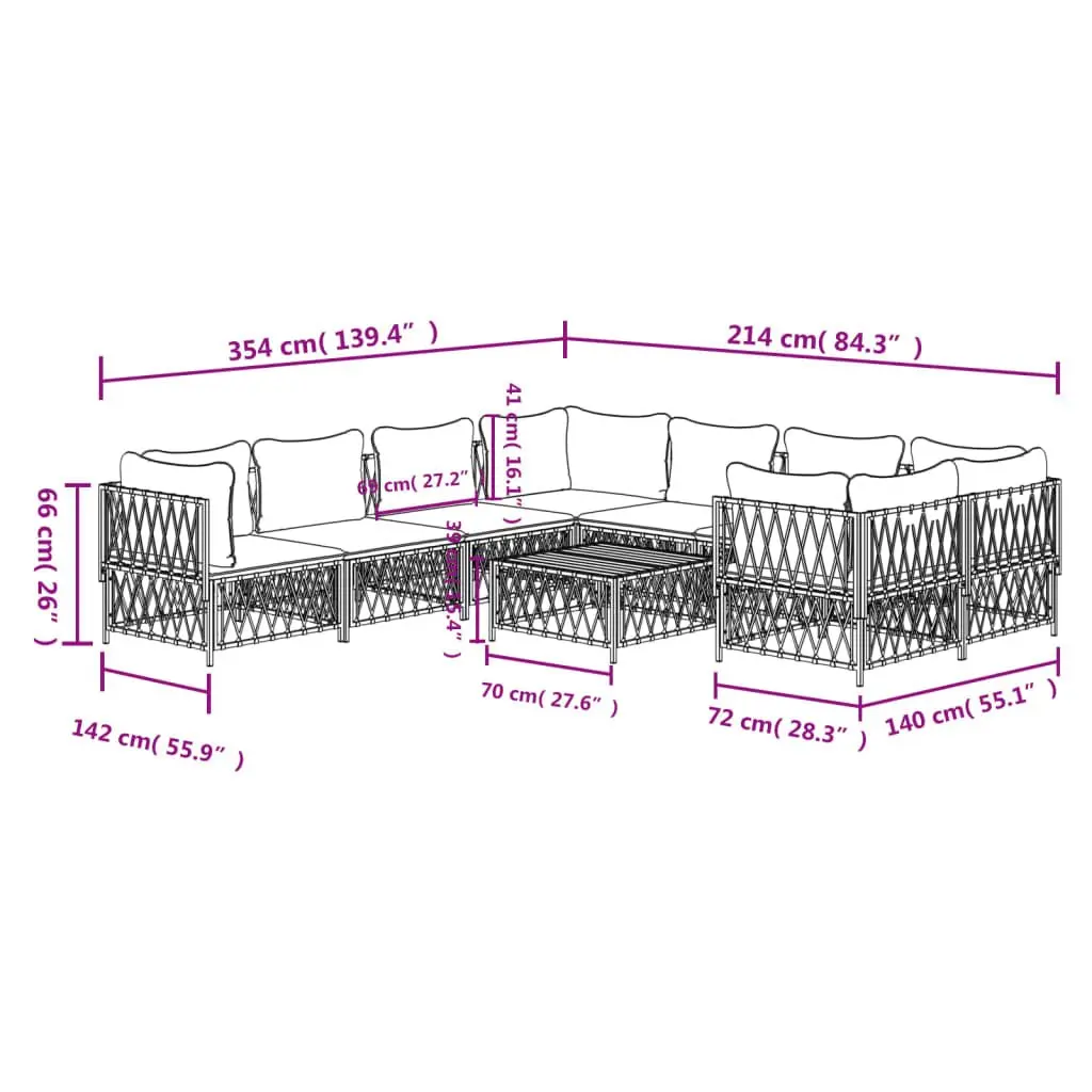 9-Piece Anthracite Garden Lounge Set with Steel Frame