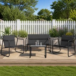 Sturdy Anthracite Outdoor Garden Lounge Set 4 Pieces