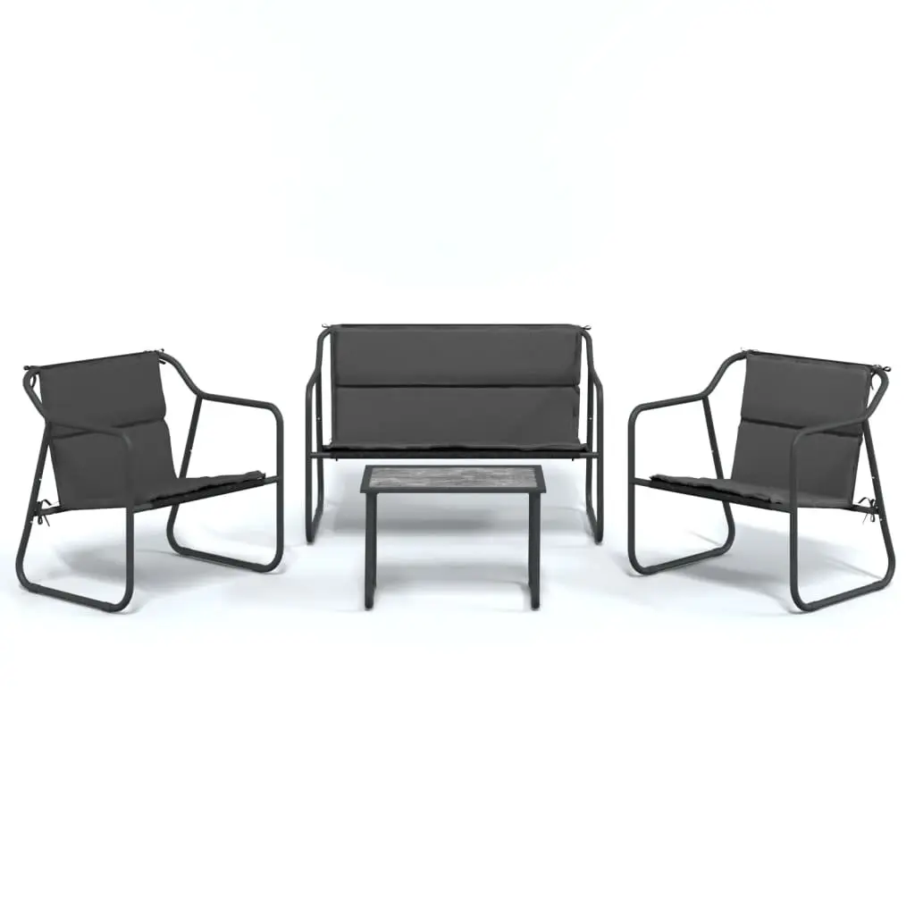 Garden Lounge Set Textilene Steel 4 Piece Anthracite
