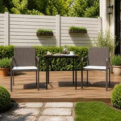 Sturdy 3-Piece Garden Dining Set with Cushions