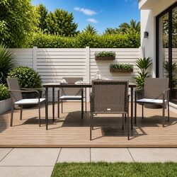 5-Piece Garden Dining Set with Steel Frame and Rattan