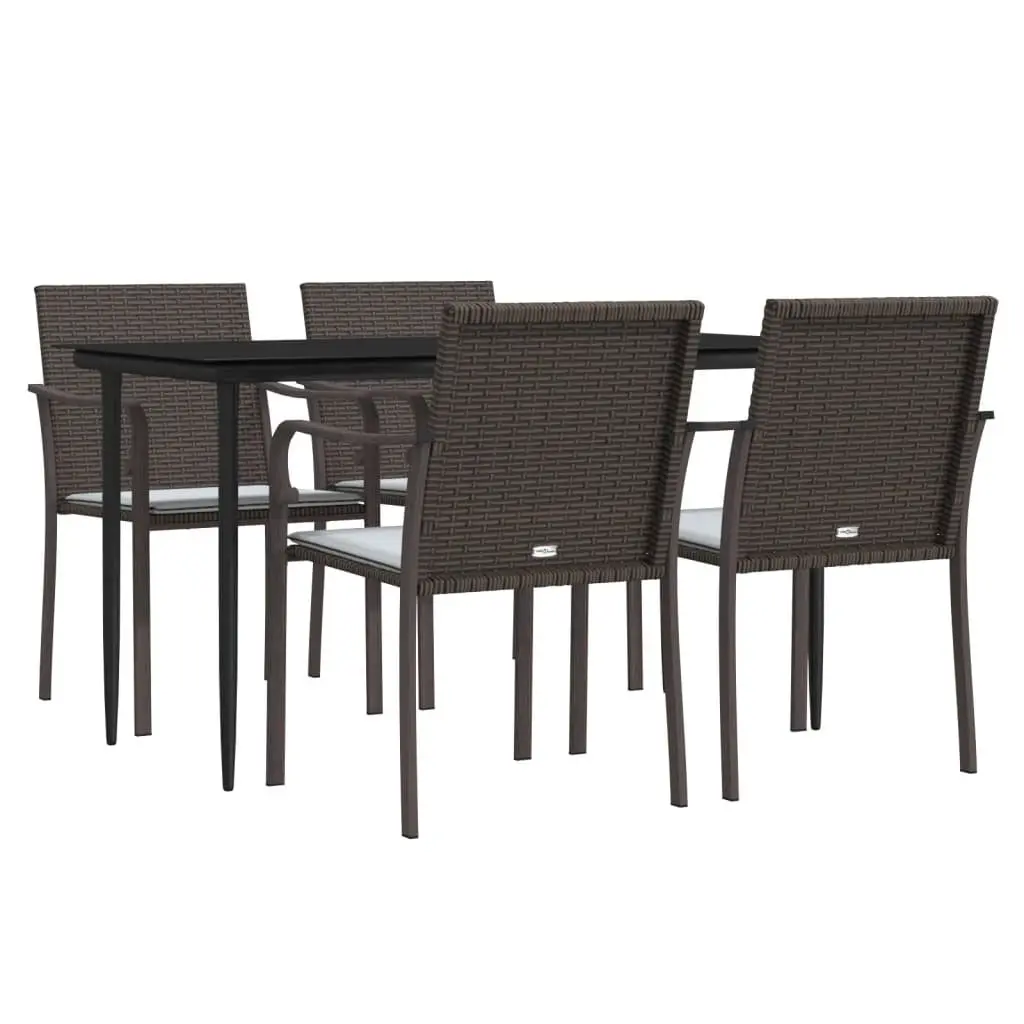 Garden Dining Set Poly Rattan Steel Frame Brown 5 Piece Outdoor Furniture