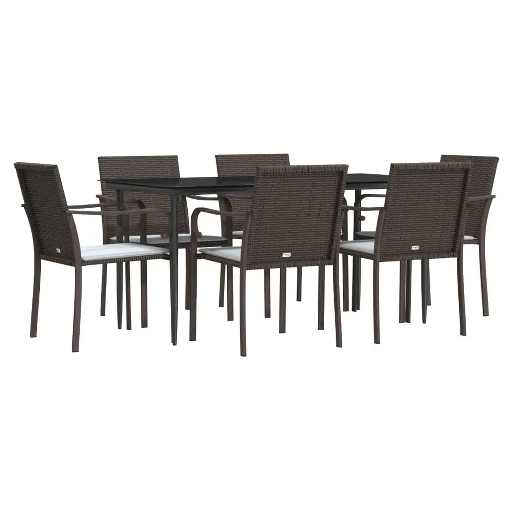 7-Piece Garden Dining Set with PE Rattan and Steel