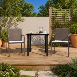 Stylish 3 Piece Garden Dining Set with Steel Frame