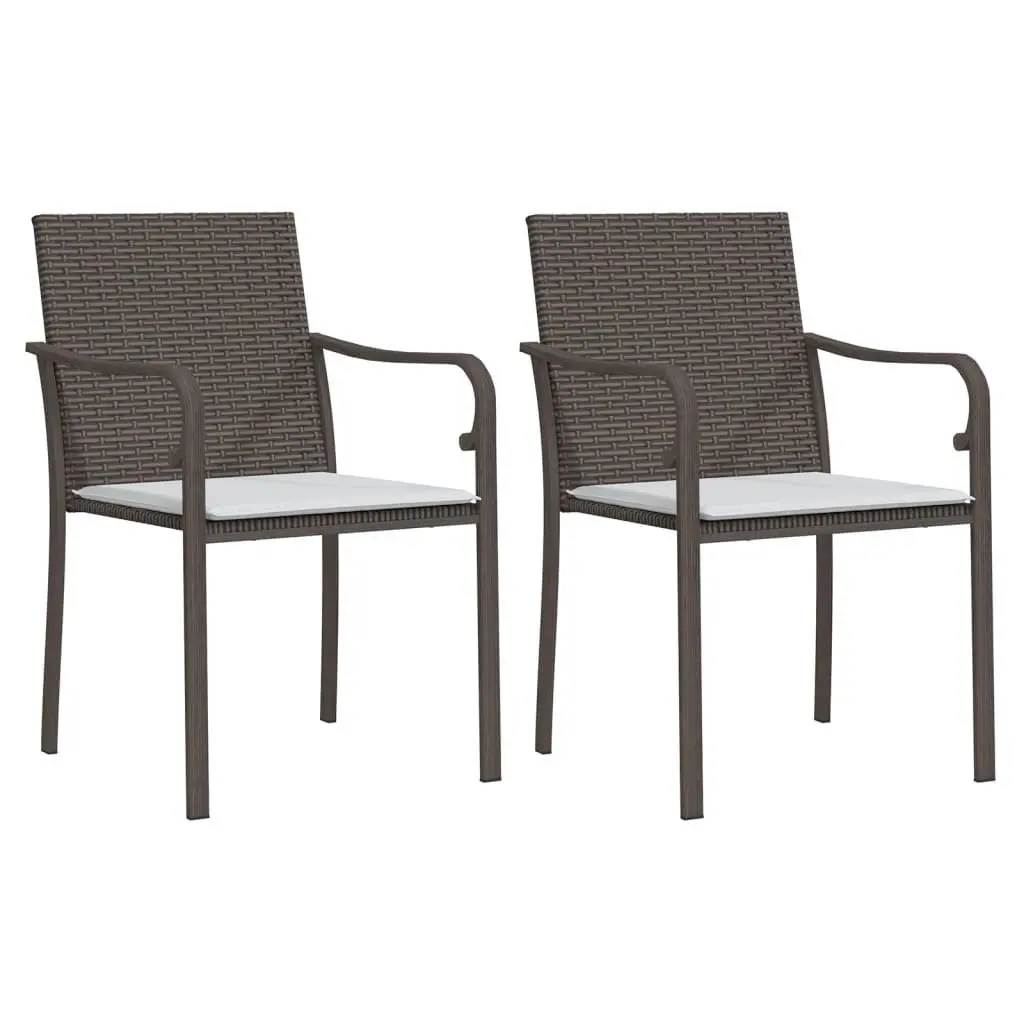 Garden Dining Set Poly Rattan Steel Frame 3 Piece Brown